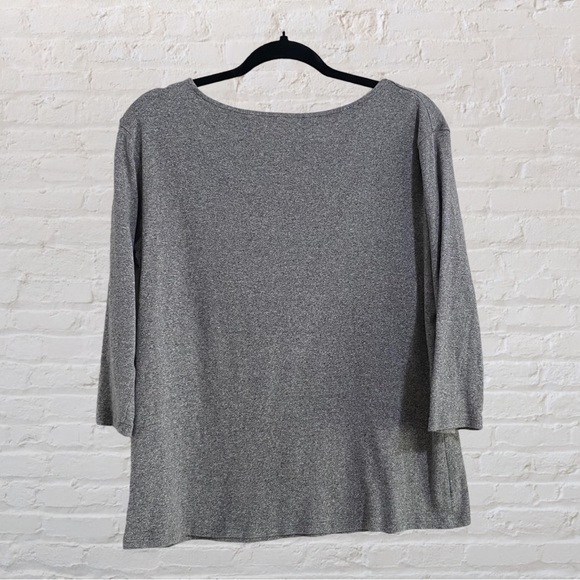 45. SEGMENTS Jersey Cotton Tee-Shirt Womens Size-L Grey Chambray 3/4 Sleeves - Picture 2 of 5